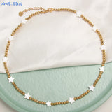 Stainless Steel Heart/Star/Moon Shell Collar Chain Charm Jewelry