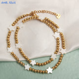 Stainless Steel Heart/Star/Moon Shell Collar Chain Charm Jewelry