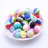 Wave Striped Round Silicone Beads Multicolor BPA-Free Chewable Teether Beads