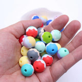 Wave Striped Round Silicone Beads Multicolor BPA-Free Chewable Teether Beads
