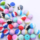 Wave Striped Round Silicone Beads Multicolor BPA-Free Chewable Teether Beads