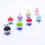 Wave Striped Round Silicone Beads Multicolor BPA-Free Chewable Teether Beads