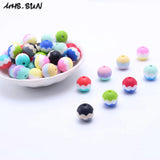 Wave Striped Round Silicone Beads Multicolor BPA-Free Chewable Teether Beads