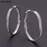 CZ Hoop Earrings Big Circle Crystal Ear Jewelry Drop