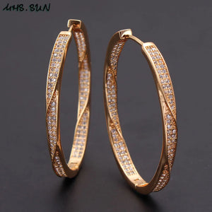 CZ Hoop Earrings Big Circle Crystal Ear Jewelry Drop