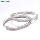 CZ Hoop Earrings Big Circle Crystal Ear Jewelry Drop