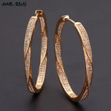 CZ Hoop Earrings Big Circle Crystal Ear Jewelry Drop
