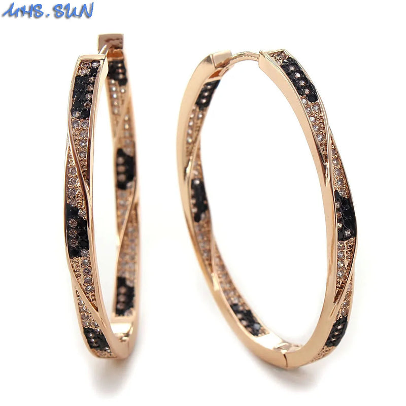 Leopard Hoop Earrings with CZ Crystal Ear Jewelry
