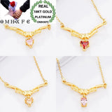 European Wedding Gift Pink Red Zircon Triangle Necklace