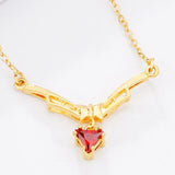 European Wedding Gift Pink Red Zircon Triangle Necklace