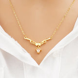 European Wedding Gift Pink Red Zircon Triangle Necklace
