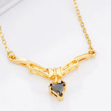 European Wedding Gift Pink Red Zircon Triangle Necklace