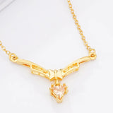 European Wedding Gift Pink Red Zircon Triangle Necklace