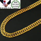 MHXFC 24KT Chain Necklace NL68 10mm Flat Real Gold European Man Wedding Gift