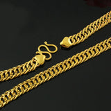 MHXFC European Man Wedding Gift Wide 8mm Flat 24KT Chain Necklace NL69