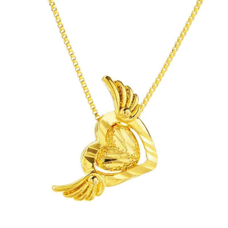 European Woman Party Birthday Wedding Gift 18KT Heart Angel Pendant Necklace