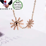 European Woman 18KT Rose Gold Sun Flower Pendant Necklace