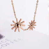 European Woman 18KT Rose Gold Sun Flower Pendant Necklace