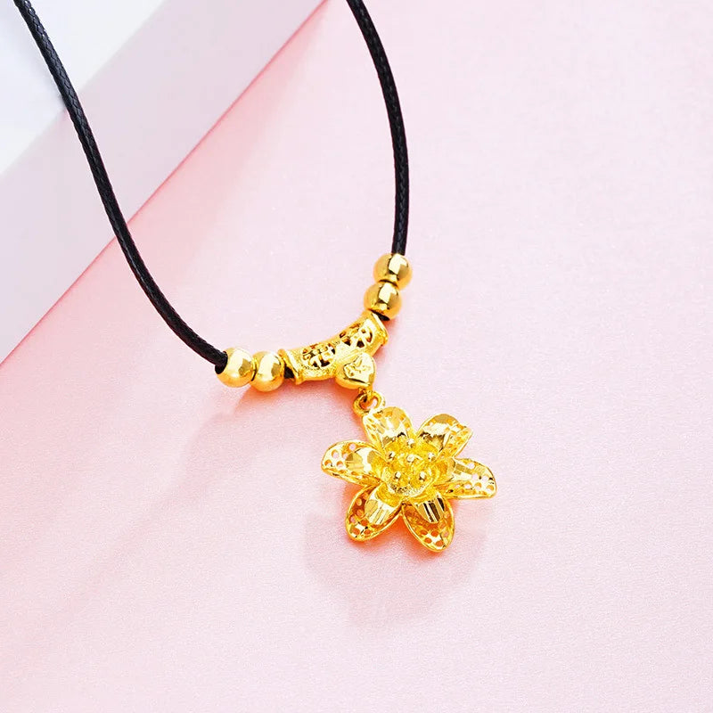 Vintage Flower Real 18KT Pendant Necklace NL110