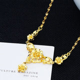 Vintage Flower 24KT Pendant Necklace NL175