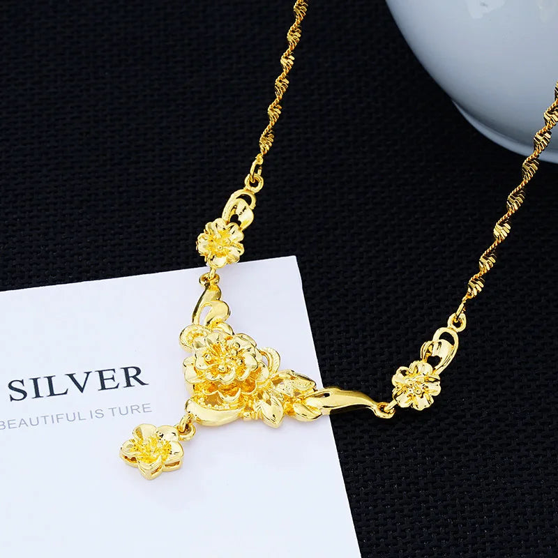 Vintage Flower 24KT Pendant Necklace NL175