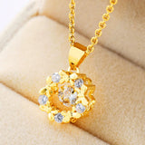 European Woman Wedding Gift Flower Butterfly Zircon Pendant Necklace