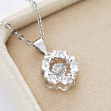 European Woman Wedding Gift Flower Butterfly Zircon Pendant Necklace