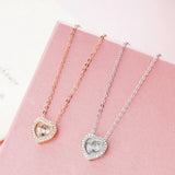 European Woman Wedding Gift Zircon Heart Rose Pendant Necklace