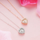 European Woman Wedding Gift Zircon Heart Rose Pendant Necklace