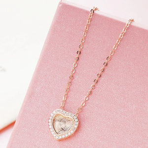 European Woman Wedding Gift Zircon Heart Rose Pendant Necklace