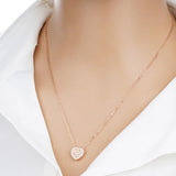 European Woman Wedding Gift Zircon Heart Rose Pendant Necklace