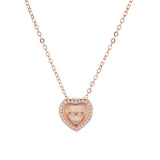 European Woman Wedding Gift Zircon Heart Rose Pendant Necklace