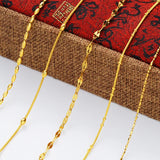 MHXFC European Woman Long Oval Bead Twisted 24KT Chain Necklace