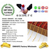MHXFC European Woman Long Oval Bead Twisted 24KT Chain Necklace