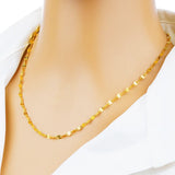 MHXFC European Woman Long Oval Bead Twisted 24KT Chain Necklace