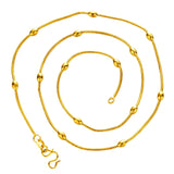 MHXFC European Woman Long Oval Bead Twisted 24KT Chain Necklace