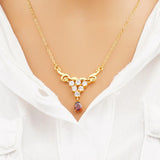 Bohemia Zircon Pink Pendant Necklace NL137