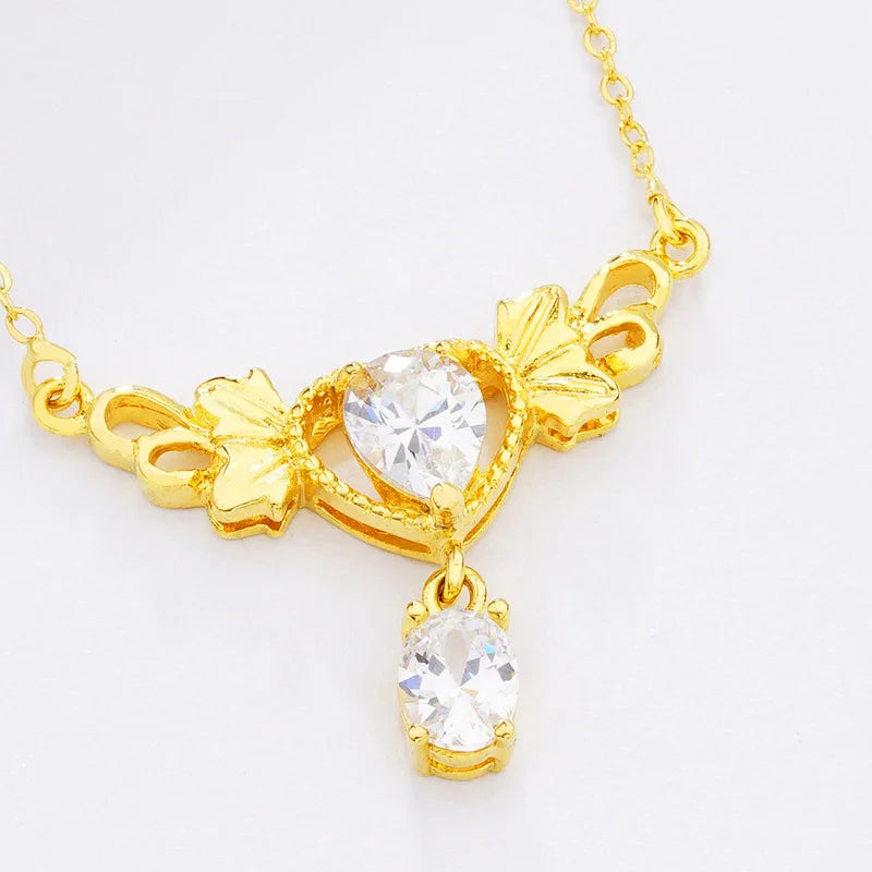 18KT Pendant Necklace NL152 Zircon Heart Water Drop