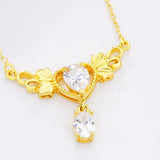 18KT Pendant Necklace NL152 Zircon Heart Water Drop