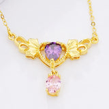 18KT Pendant Necklace NL152 Zircon Heart Water Drop