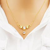 18KT Pendant Necklace NL152 Zircon Heart Water Drop
