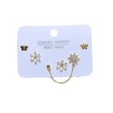 3 Pairs/Set CZ Flower Butterfly Stud Earrings Women Gift Jewelry