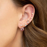 5pcs Flower Stud Earrings Set Crystal Piercing Jewelry