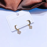 Cubic Zircon Clover Hoop Earrings Gold/Silver Women Jewelry