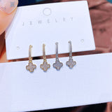 Cubic Zircon Clover Hoop Earrings Gold/Silver Women Jewelry