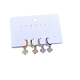 Cubic Zircon Clover Hoop Earrings Gold/Silver Women Jewelry