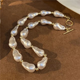 MIHUA Wedding Big Pearl Necklace Ladies Pearl Necklace Party