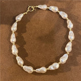 MIHUA Wedding Big Pearl Necklace Ladies Pearl Necklace Party