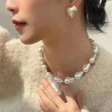 MIHUA Wedding Big Pearl Necklace Ladies Pearl Necklace Party