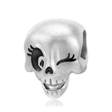 925 Silver Cartoon Skull Face Emoticon Charms for Bracelet Bangle DIY